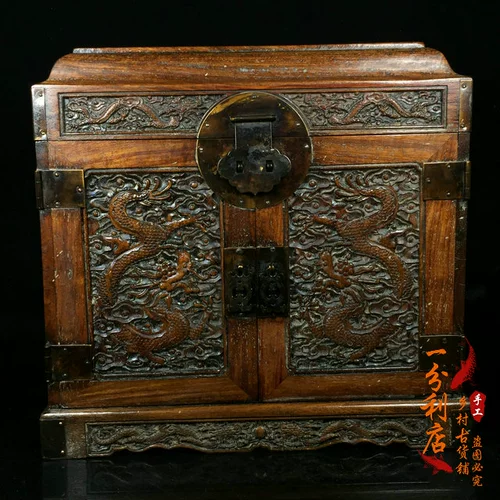 Антикварный старый розовый древесина двойной дракон