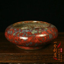 Antique collection kiln chicken red gall ashtray old color glaze pen wash water old ancient porcelain Wen play home ornaments