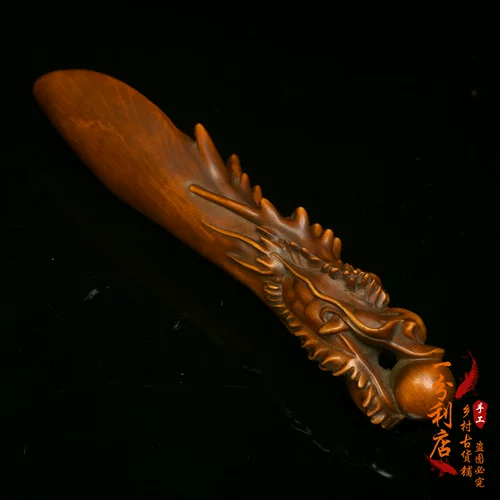 Антикварная старая древесная резьба Желтополовая резьба Творческая сплошная деревянная крем чайная лопата