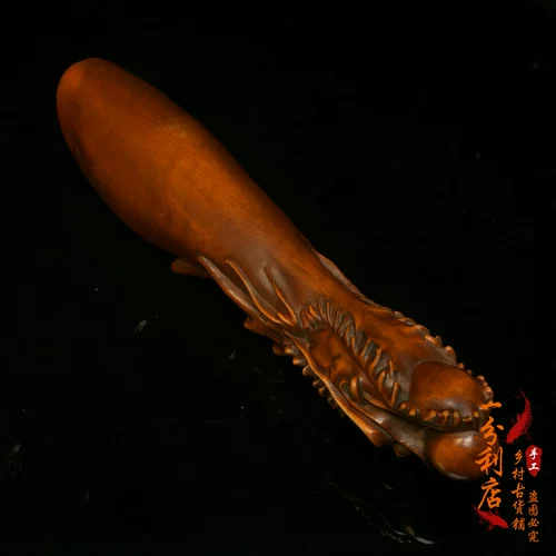 Антикварная старая древесная резьба Желтополовая резьба Творческая сплошная деревянная крем чайная лопата