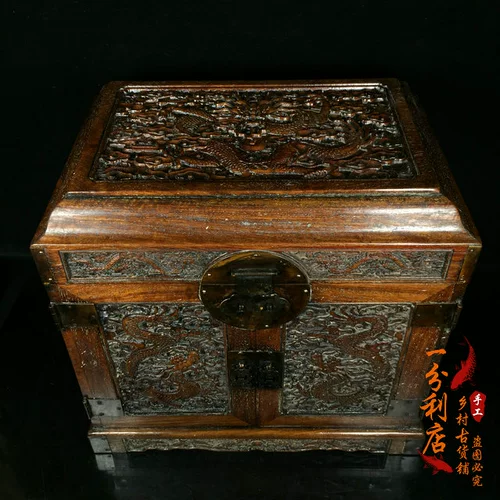 Антикварный старый розовый древесина двойной дракон