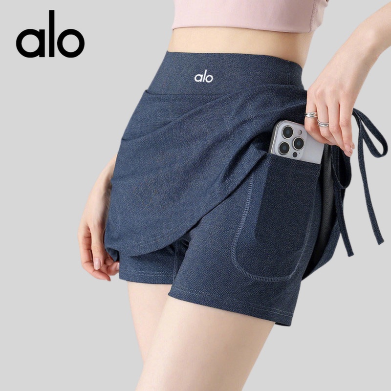 Aio Fake Two-Piece Sports Shorts Skirt for Women, High-Waisted Anti-Exposure Yoga Skirt with Pockets, Denim Half Skirt for Summer Aio Fake Two-Piece Sports Shorts Skirt for Women, High-Waisted Anti-Exposure Yoga Skirt with Pockets, Denim Half Skirt for Summer