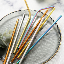 304 Stainless Steel Straw Eco-friendly Water Cup Drinking Tube Home Metal Cold Drinking Straw Brushed Milk Tea Straw Elbow Sucker