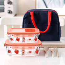 Glass lunch box refreshing box separating heat resistant lunchbox can microwave oven heating with cover Banan with dinner sealing case