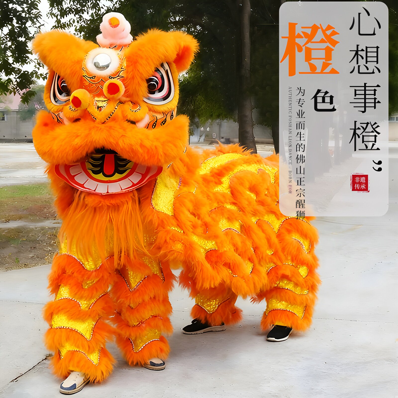 中国　獅子舞　舞獅　龍 竹编佛山醒狮】羊毛舞狮全套成人狮子头整套南舞龙舞狮道具双人-淘宝