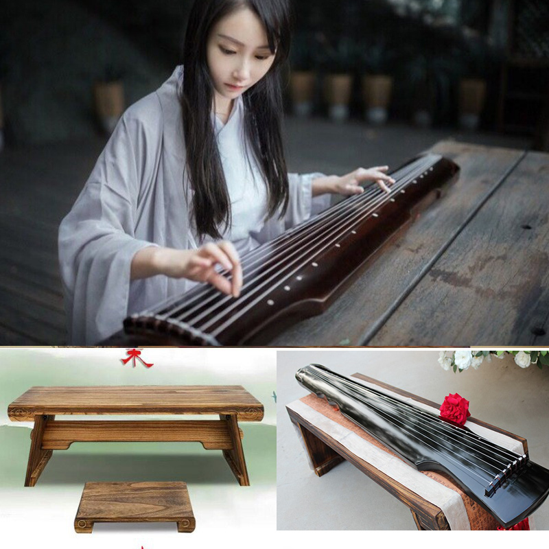 New Chinese-Style Traditional Costume Photography Props: Black Guqin, Vintage Performance and Photography Seven-String Fuxi Zither Table