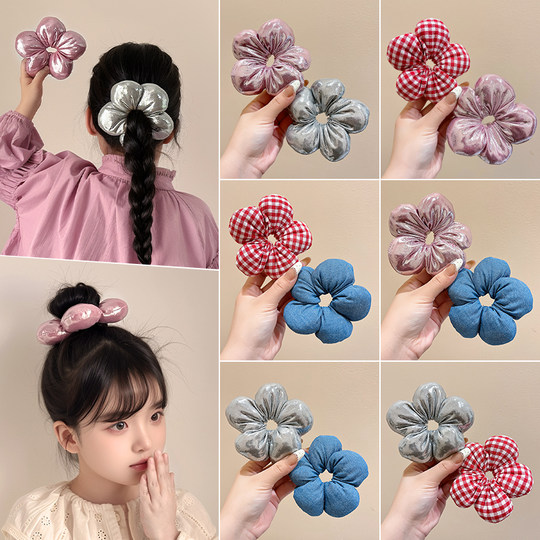 儿童花朵大肠发圈皮筋女童头花扎丸子头马尾头饰女孩扎头发绳发饰