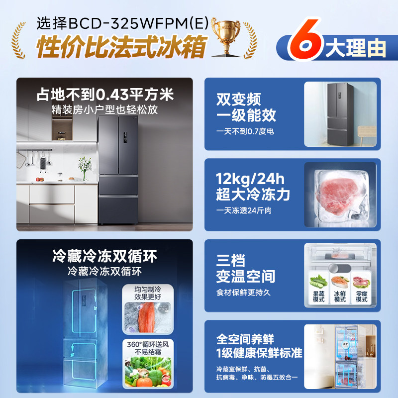 美的BCD-325WFPM(E)冰箱图片
