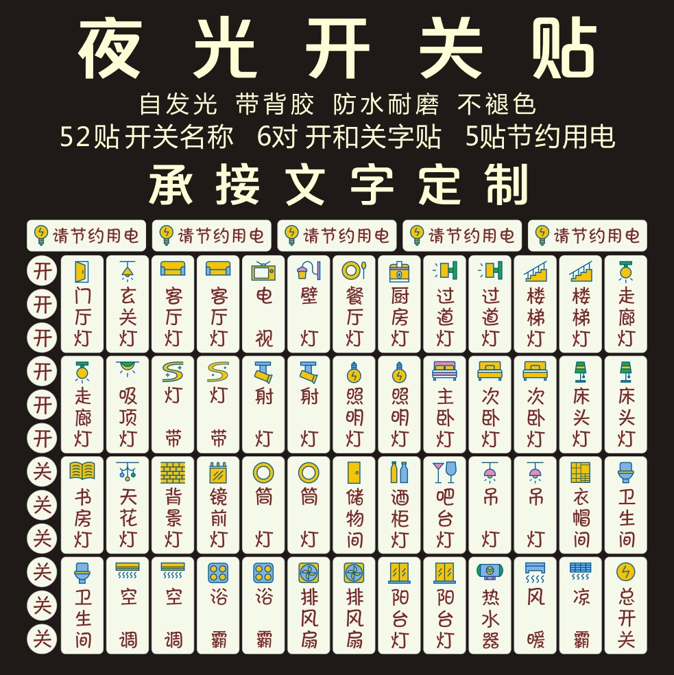 Switch panel sticker wall sticker decorative protective sleeve wall socket lamp household logo sign label indication sticker