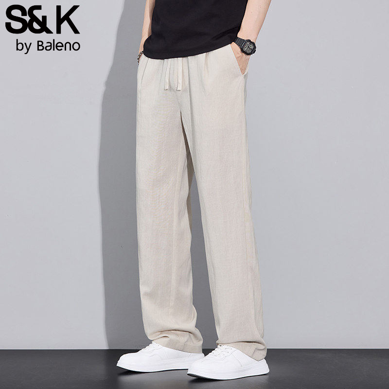 Baleno Tencel Linen Men's Casual Pants Summer Thin Ice Silk Sports Straight Pants