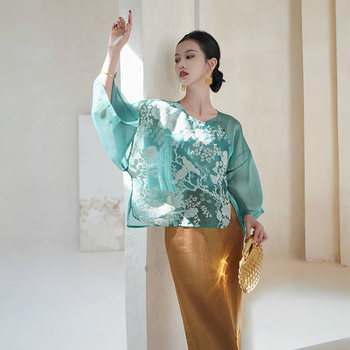 Organza ຖັກແສ່ວແບບຈີນແບບໃໝ່ທາງເທິງ chengyu haute couture