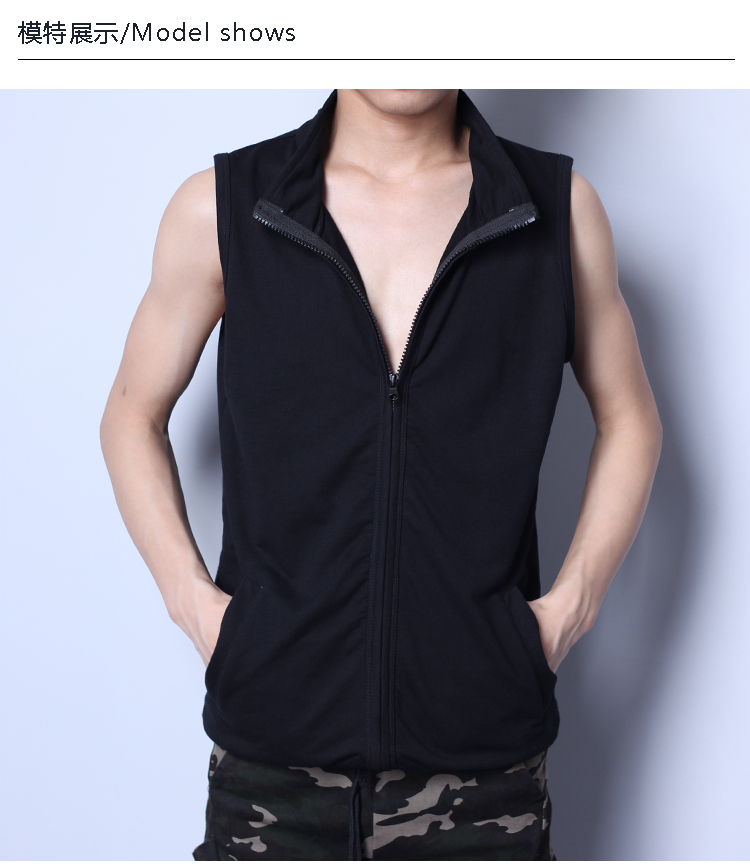 Mùa xuân và mùa hè nam mỏng vest nam mỏng không tay trùm đầu vest thể thao vest dây kéo áo khoác đan cardigan thủy triều