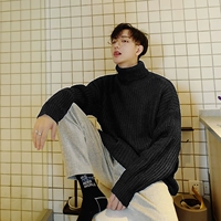 Áo len nam cổ cao màu mới 2018 phiên bản Hàn Quốc mùa thu đông cổ đông vẫn là xu hướng áo len rộng bf ấm áp áo len cổ tròn