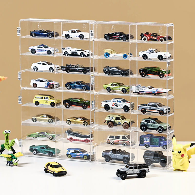 Hot Wheels Storage Box, No Drilling Required, Can Be Attached to the Wall, Small Car Model 1:64, Children's Toy, Transparent Display Stand