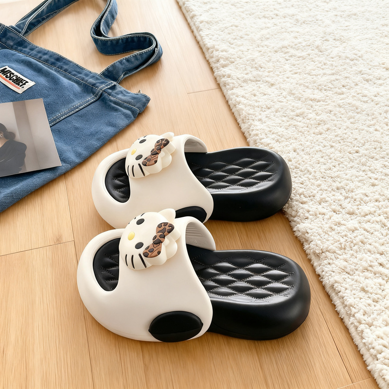 Cute Cartoon Thick-Soled Indoor Home Non-Slip and Odor-Resistant Kt Cat Slippers for Women 2026 New Model for Student Dormitory Summer Outdoor Wear