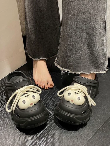 Женские тапочки в стиле Crocs на платформе, летняя нескользящая куртка, пляжный дезодорант, босоножки, мягкая подошва, увеличенная толщина, закрытый носок
