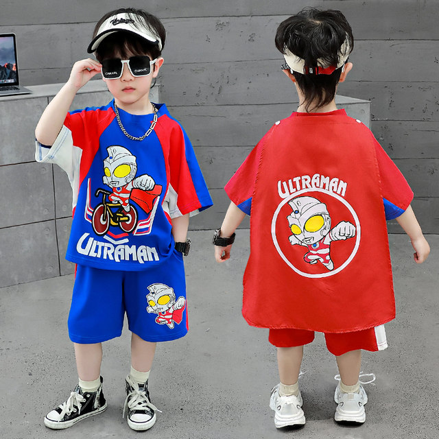 Ultraman Zero Costume for Boys, Summer Outfit, Children's Spider-Man Cape, Cosplay, Children's Day Performance Costume for Girls