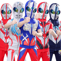 Pure cotton Ultraman Zero clothes childrens summer style suits boys Spider-Man cos clothing Childrens Day 3 years old