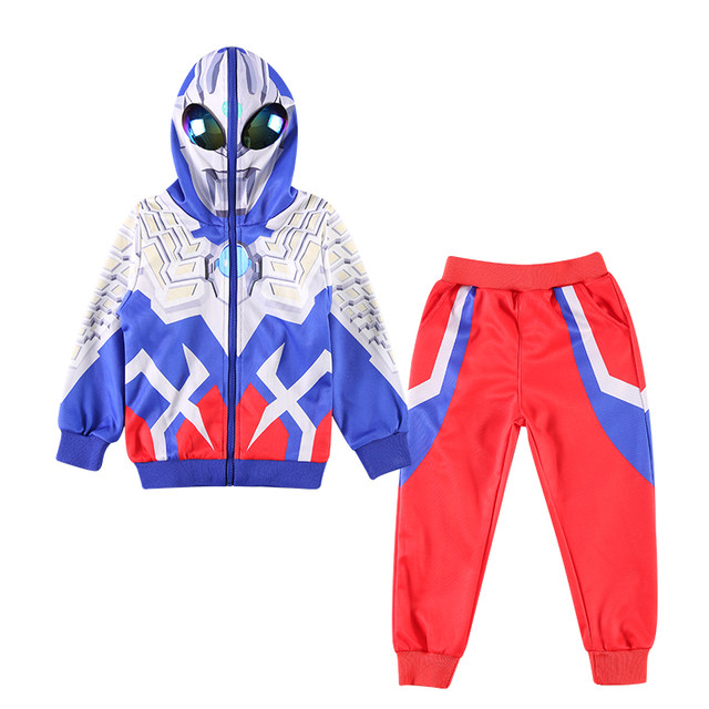 Pure Cotton Ultraman Zero Costume for Boys, Summer Outfit, Children's Cape Set, Boys' Spider-Man 6.1, Girls