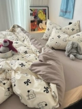 Брендовый кролик с бантиком, двухэтажный пододеяльник, простыня, комплект, 4 предмета