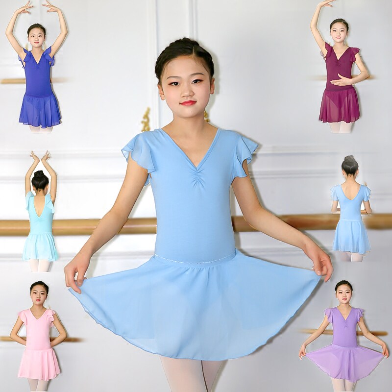 Children's Dance Summer Ballet for Chinese National Dance Dress Ballet Short Sleeve Costume