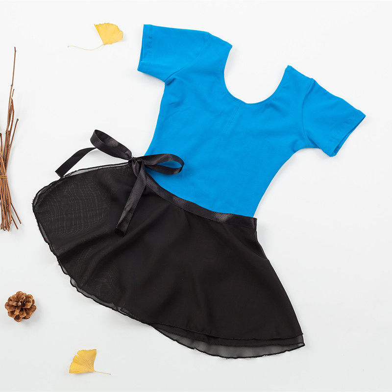 Children's Dance Costume Sweet Sleeved Gymnastics Ballet Short Short Cotton Suite Hanging Dress