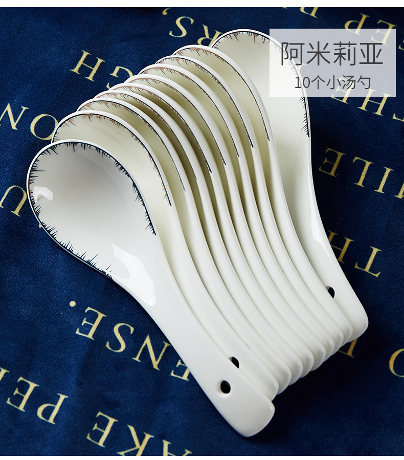 A ceramic spoon, 10 young ipads porcelain contracted spoon, spoon, European dishes suit household jingdezhen tableware