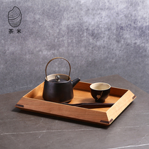 Tea rice Wood | Camber solid wood tray black walnut tea tray tea set storage entrance storage wooden tray