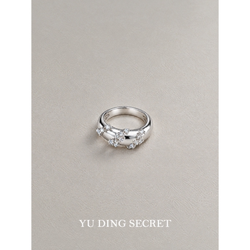 Yuding secret 925 sterling silver light luxury design fashionable simple sparkling diamond ring jewelry high-end silver jewelry for women