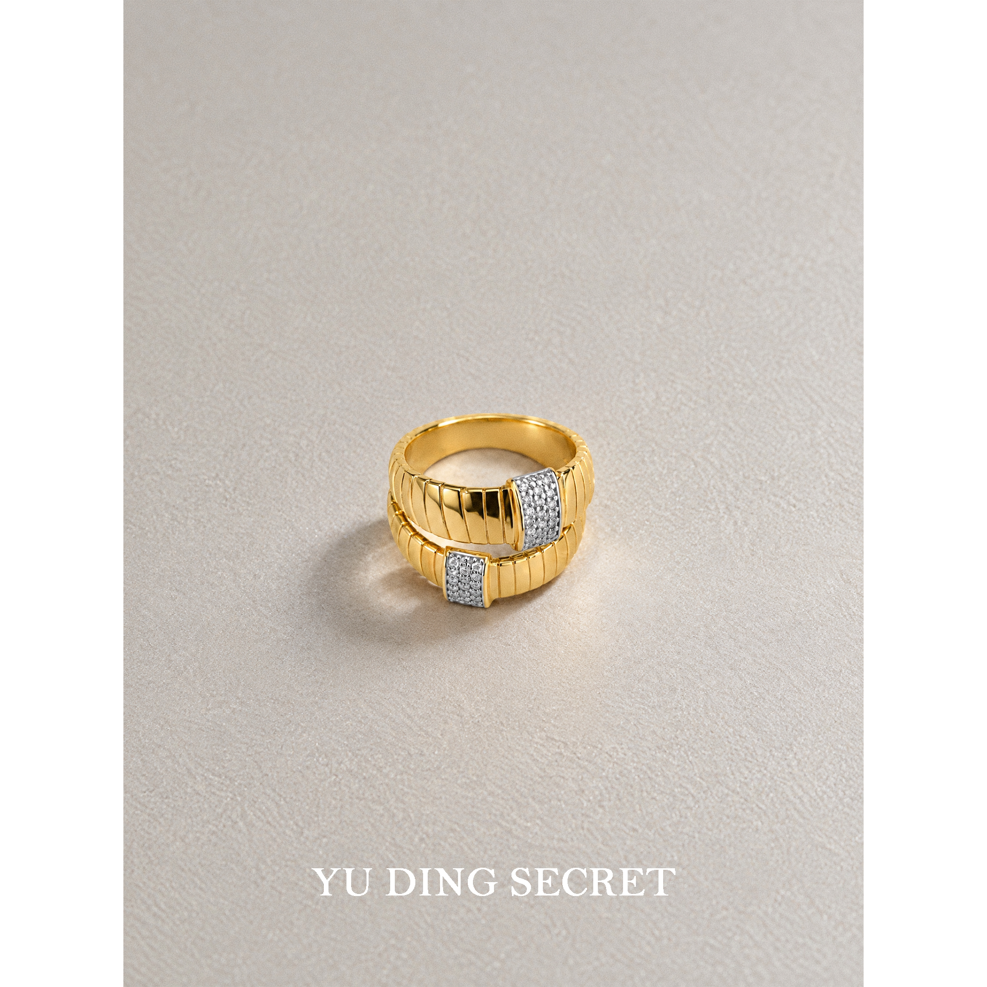 Fish Secret 925 sterling silver gold diamond high-end niche design wrap ring