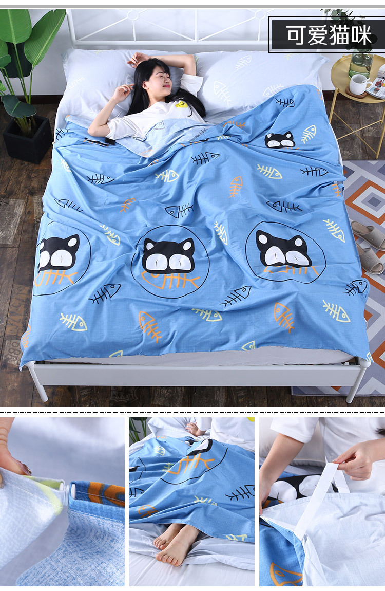 Đi ra ngoài trải giường, ở trong khách sạn, túi ngủ bẩn, bông, người lớn, kinh doanh xách tay, cotton trong nhà siêu nhẹ, chống bẩn túi ngủ hình cá mập cho người lớn