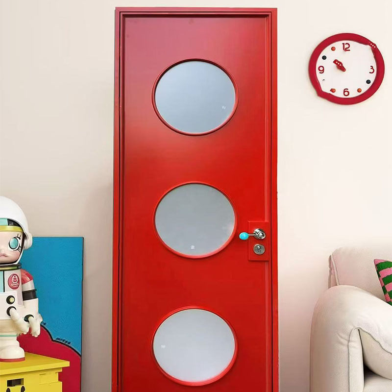French-Style Colorful Iron Art Doors, Dopamine Bathroom Doors, Trendy Glass Doors, Kitchen Stainless Steel Swing Doors