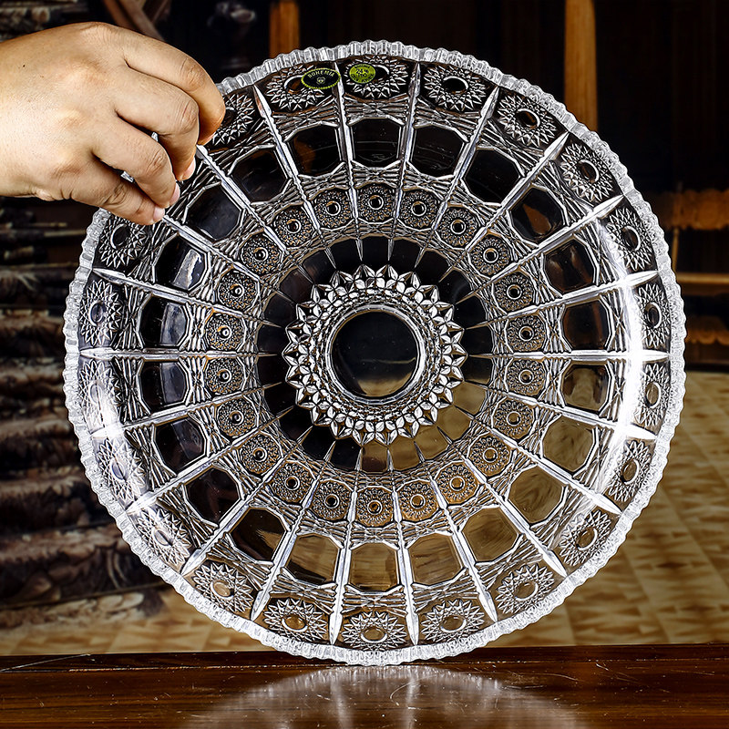 Czech Imports BOHEMIA Crystal Glass Fruit Pan Sunflower Fruit Basin Eu Style Brief Fashion Fruit Fighting Fruit Basket