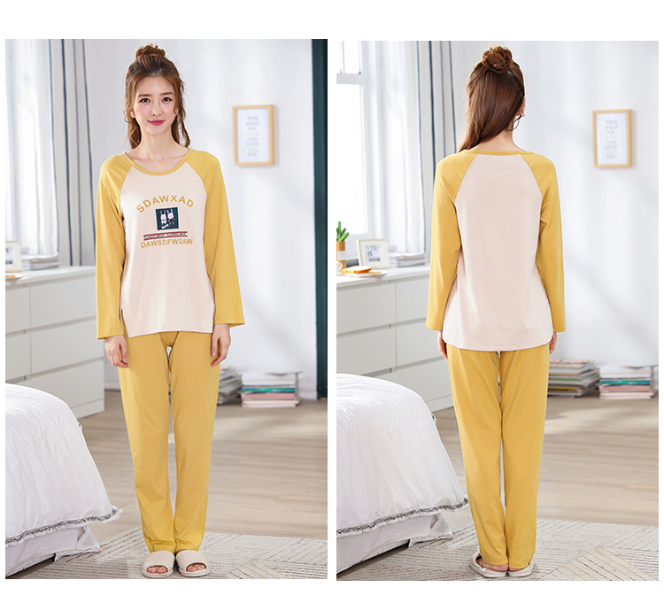 Mùa thu đông Bộ đồ ngủ dài tay ít nữ dễ thương bằng cotton dễ thương có thể mặc đồ béo cỡ lớn mm phù hợp với sinh viên phục vụ tại nhà do bo