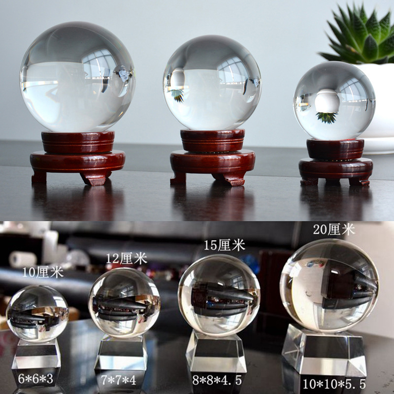 Transparent glass bead crystal beads smooth large glass ball pendulum with shiny white round ball photographic diameter 20-200mm