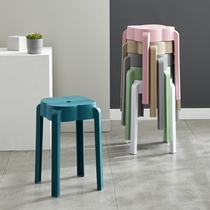 Plastic stool thickened household high stool simple modern plastic chair living room Nordic dining table round stool bench