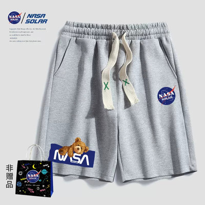 NASA 联名新款2023年夏季小熊运动短裤男女户外休闲五分裤子
