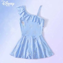 迪士尼儿童泳衣女孩夏新款连体洋气公主裙