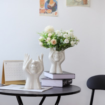 ins Nordic Wind Man Body Art Ceramic Vase Pendulum handicraft Cross-border minimalist face Living room Flower Arrangement Decoration