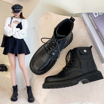 Martin boots female English style 2021 new spring and autumn single boots thick-soled boots children lace up flat black short boots women