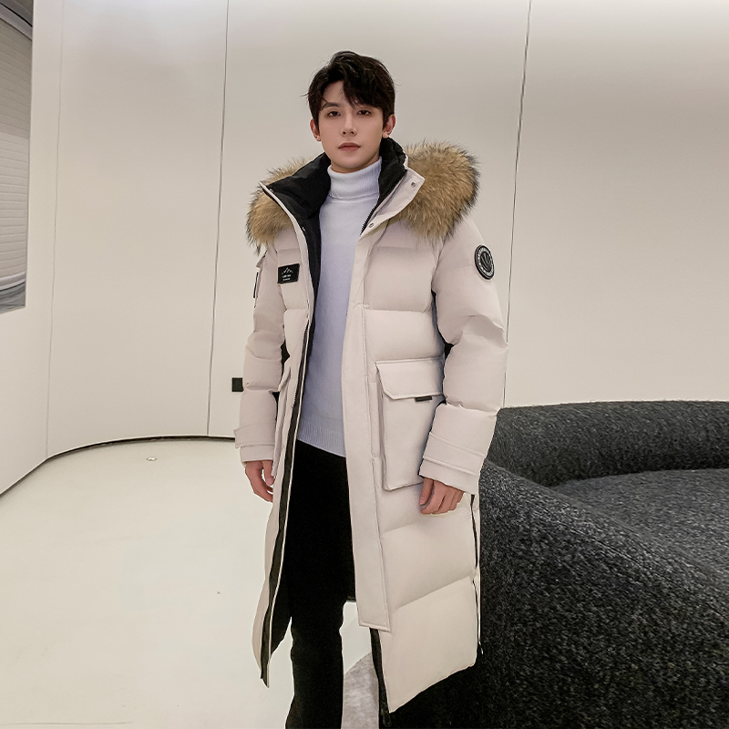 500g Goose down Jacket for Men and Women, Knee-Length, Northeast Harbin Mohe, Minus 40 Degrees Cold-Proof, Ultra-Thick Coat