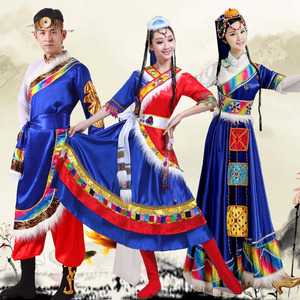 Chinese folk dance dress for women Tibetan dance costumes for men and women adults Tibetan water sleeve performance costumes for Mongolian nationality