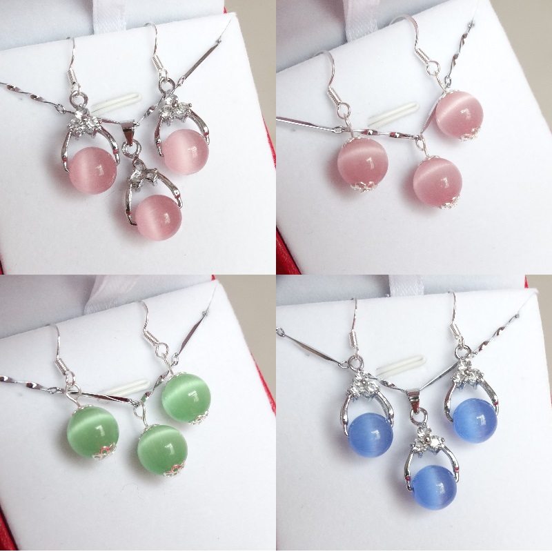 Fairy Rhyme Cat Eyes Stone Wang's Family Business Recruiting Eight Party Wealth Jade Pendant Earrings Pendant to send 925 chain special price