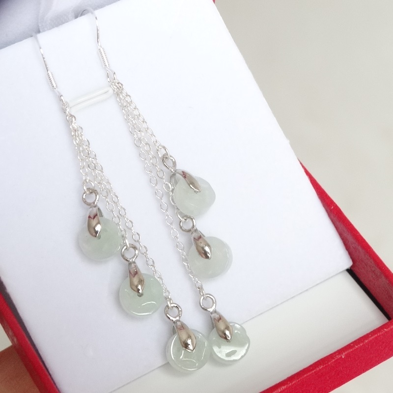 Xianyun Natural Emerald A Fuwang Capital to gather money to jade ear crash S990 pure silver but sensitive jade earring
