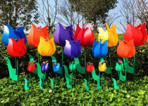 Windmill Flowers Sea Tulip Emulation Flowers Kindergarten Outdoor Assembly Toy Decoration Large Windmill Festival Supplies Waterproof