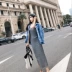 Thu Đông Âu 2018 thời trang mới gợi cảm dây đeo hoang dã đan thon thon váy dài thướt tha 	váy hạ eo xếp ly	 Váy eo cao