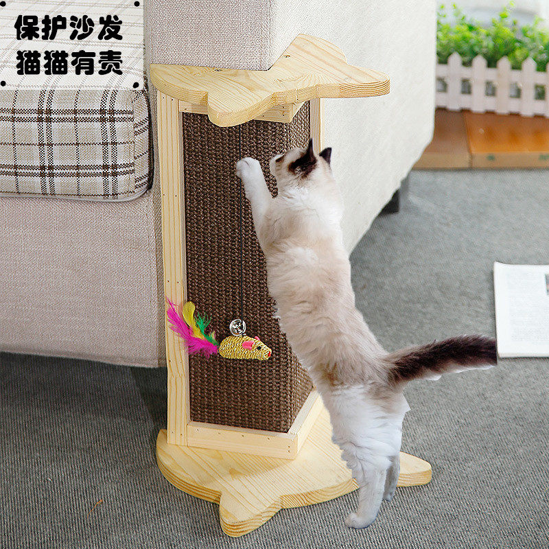 Corner cat scratching board sofa feet anti-scratching cat scratching board solid wood sofa savior solid wood sisal large corner cat scratching column
