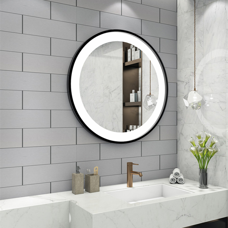 Nordic Bathroom Mirror Circular Mirror Metal Wall Wall Wall Cosmetic Mirror Modern Simple LED Superlight Mirror