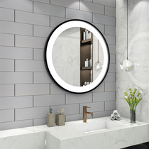 Nordic bathroom mirror round mirror metal wall mirror vanity mirror decorative mirror modern simple LED luminous mirror