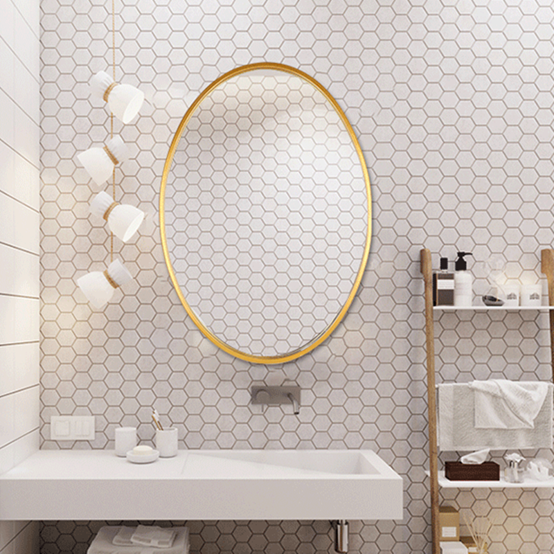 Nordic Modern Oval Bathroom Mirror Simple Metal Wall Wall Handling Mirror Rose Gold Cosmetic Wears